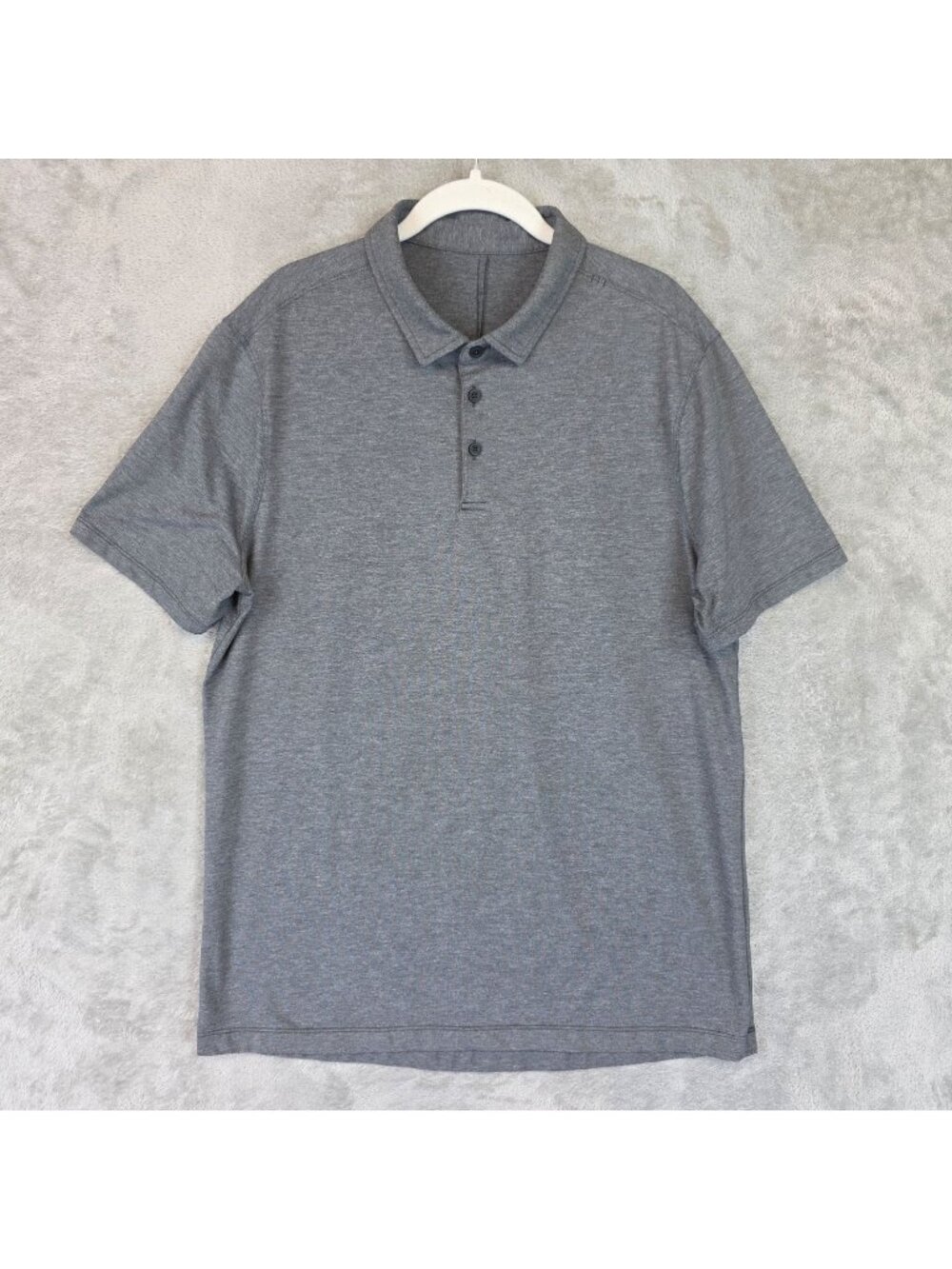 Lululemon Polo Shirt Mens L Gray Lightweight Jersey Short Sleeve Active Golf